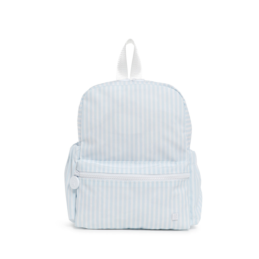 blue white pinstripe mini backpack TRVL Design closet_8896 size:One size Lined in poly twill Garmin STRIKER Vivid 7cv