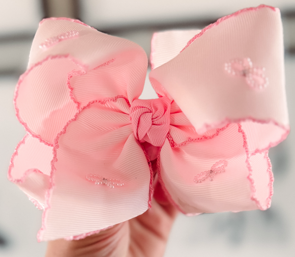Ballerina Grosgrain with Ballerina Crocheted Edge Pearl Bow