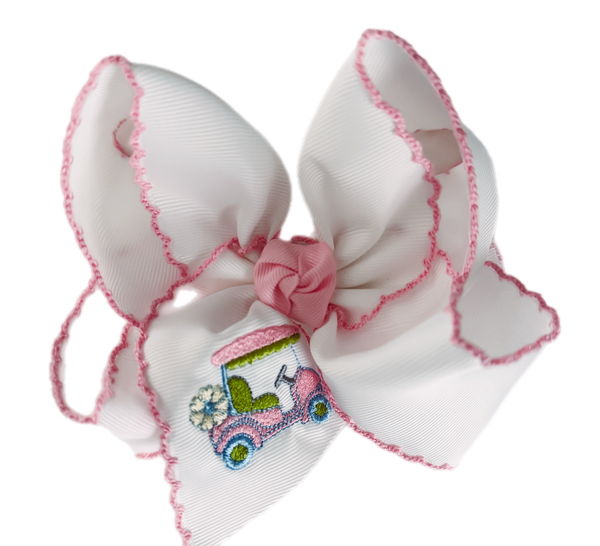 Golf Cart Embroidered Grosgrain Bow