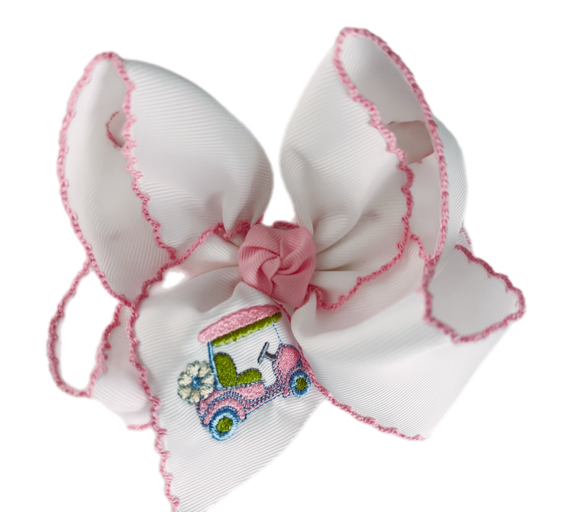 Golf Cart Embroidered Grosgrain Bow