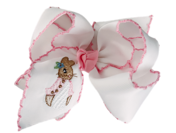 Bunny Embroidered Grosgrain Bow