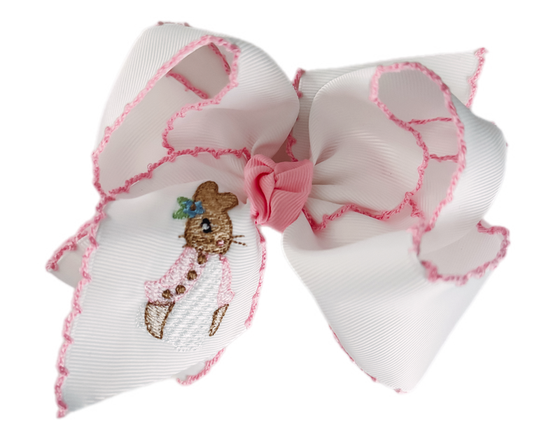 Bunny Embroidered Grosgrain Bow