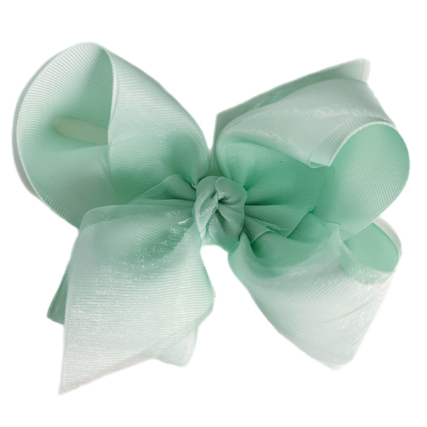 Powder Mint Layered Organza/Grosgrain Bow