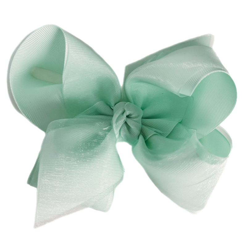 Powder Mint Layered Organza/Grosgrain Bow