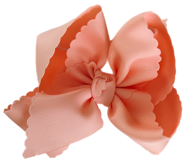 Peach Scallop Edge Grosgrain Bow