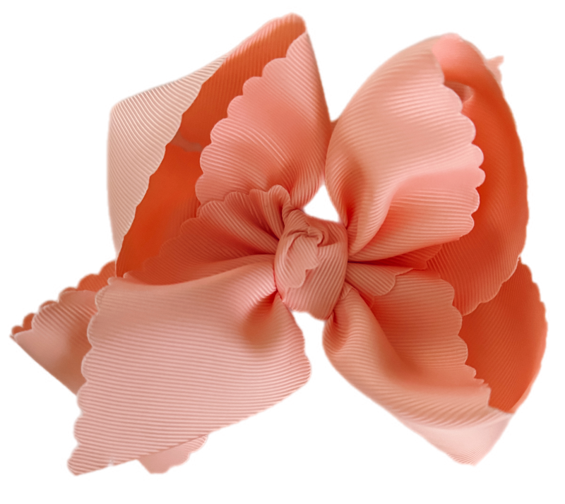 Peach Scallop Edge Grosgrain Bow