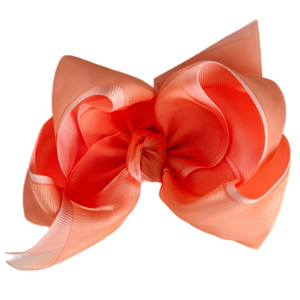 Peach Layered Organza/Grosgrain Bow