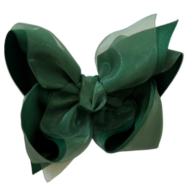 Forest Green Layered Organza/Grosgrain Bow