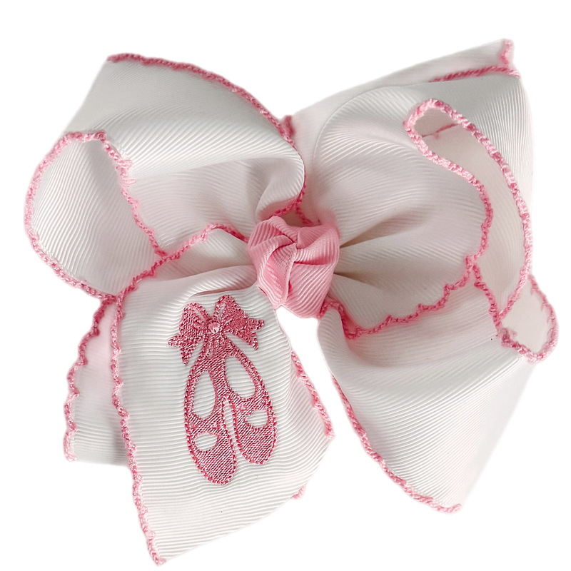 Ballerina Embroidered Grosgrain Bow