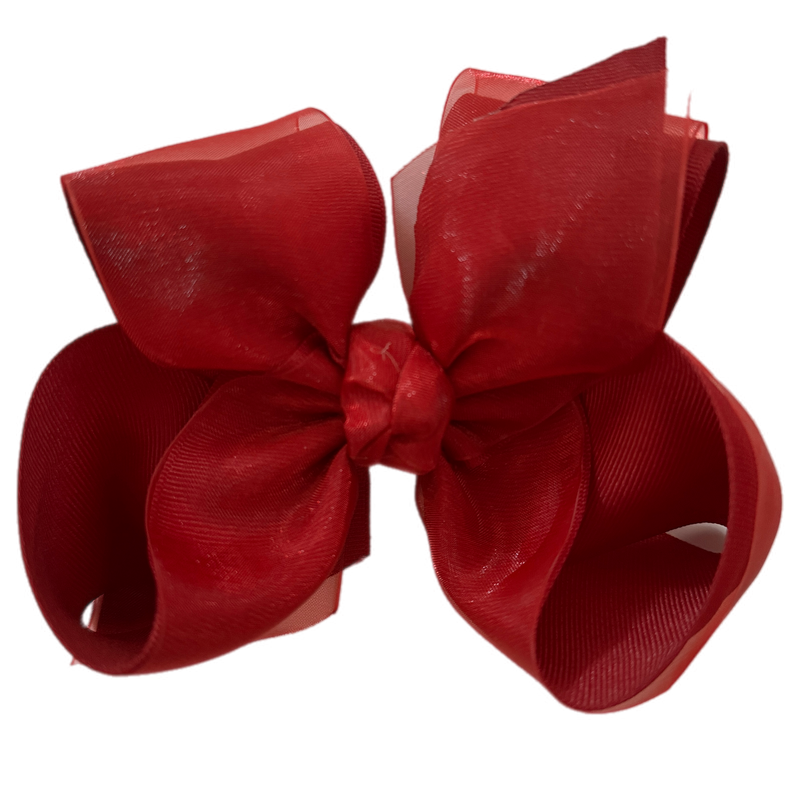 Cranberry Layered Organza/Grosgrain Bow