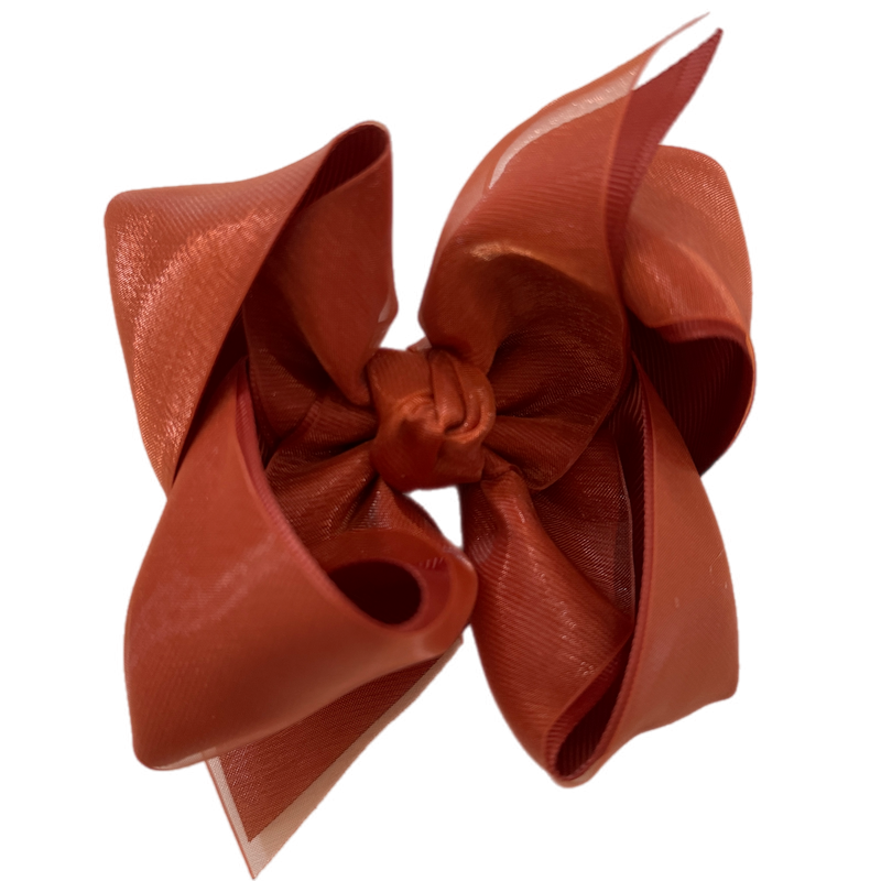 Burnt Orange Layered Organza/Grosgrain Bow