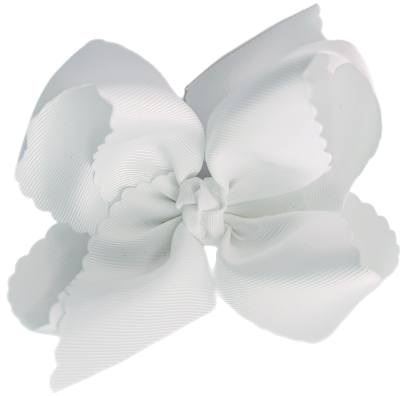 PREORDER FOR MAY 1 SHIPPING White Scallop Edge Grosgrain Bow
