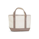 TRVL Mini Tote in Coated Canvas Natural With Gingham Coco Trim | Shop Bonnie Bee