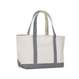 TRVL Medium Tote in Coated Canvas Natural With Gingham Black Trim | Shop Bonnie Bee