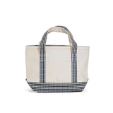TRVL Mini Tote in Coated Canvas Natural With Gingham Black Trim | Shop Bonnie Bee
