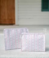 TRVL Roadie Large Zip Pouch in Ribbon Floral Pink | Shop Bonnie Bee