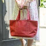TRVL Medium Tote in Coated Canvas Red | Shop Bonnie Bee