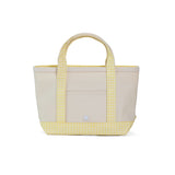 TRVL Mini Tote in Coated Canvas Natural With Gingham Buttercup Trim | Shop Bonnie Bee