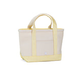 TRVL Mini Tote in Coated Canvas Natural With Gingham Buttercup Trim | Shop Bonnie Bee