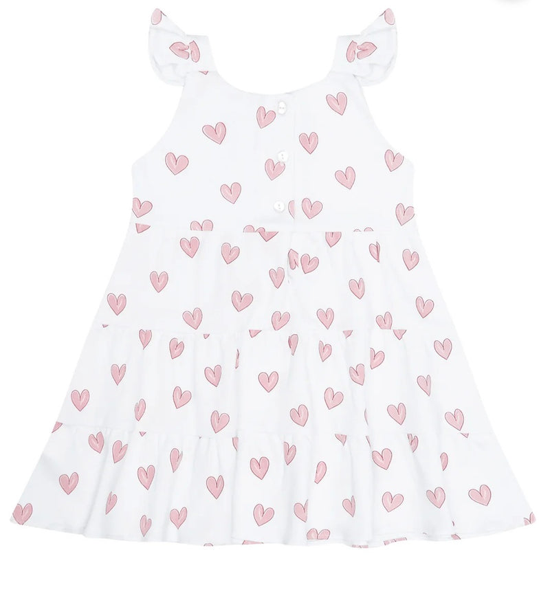 Nellapima Pink Heart Print Ruffle Dress