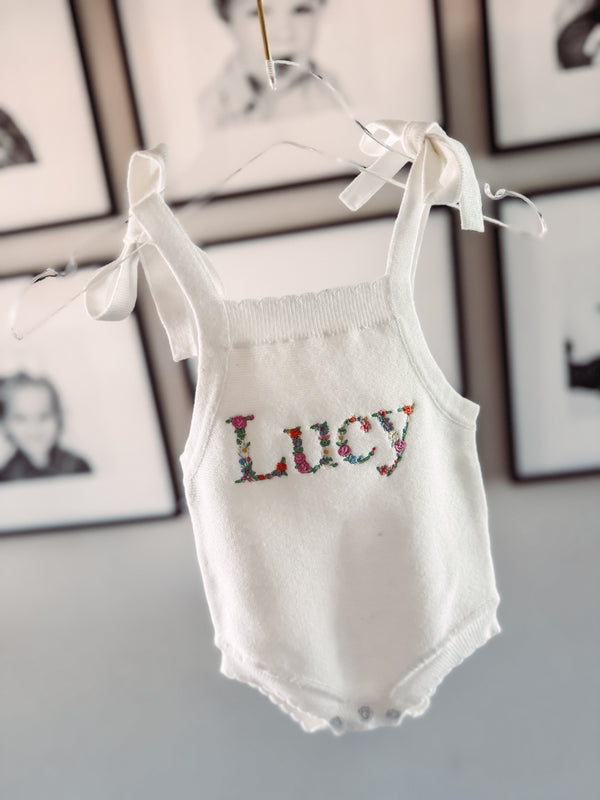 "Lucy" Scallop Edge Romper (0-3 mos)