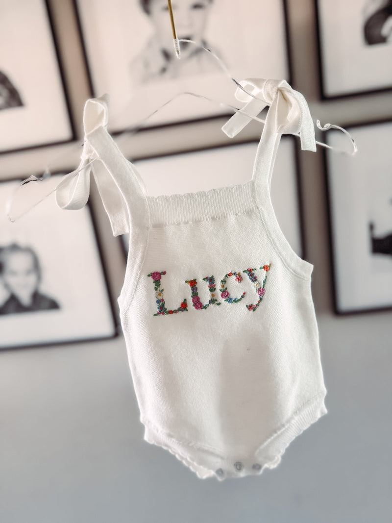 "Lucy" Scallop Edge Romper (0-3 mos)