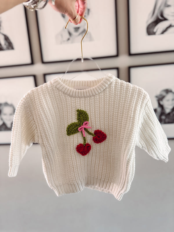 Cherry Hearts Chunky Knit Sweater (6-12 mos)