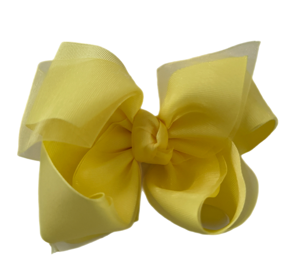 PREORDER FOR 3/25 SHIPPING Lemon Mist Layered Organza/Grosgrain Bow