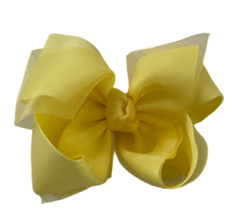 PREORDER FOR 3/25 SHIPPING Lemon Mist Layered Organza/Grosgrain Bow