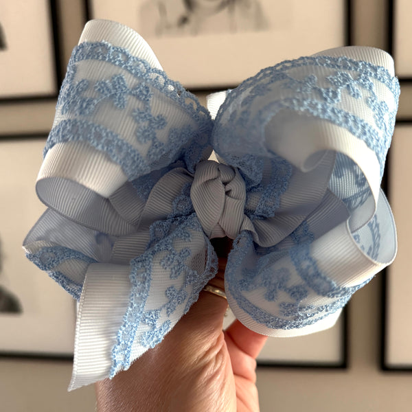 PREORDER FOR MID NOVEMBER Powder Blue with Alice Lace Layered Bow