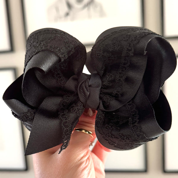 PREORDER FOR MID NOVEMBER Black Lace Layered Bow