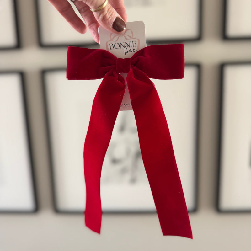 Red Velvet Schoolgirl Bow