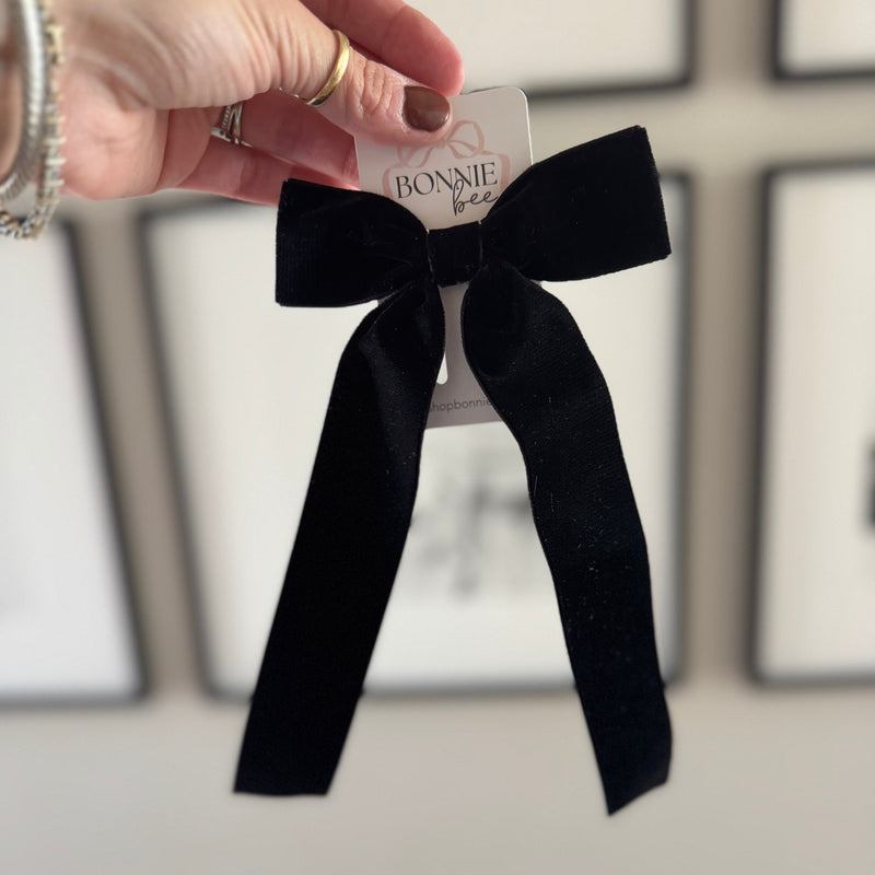 Black Velvet Schoolgirl Bow