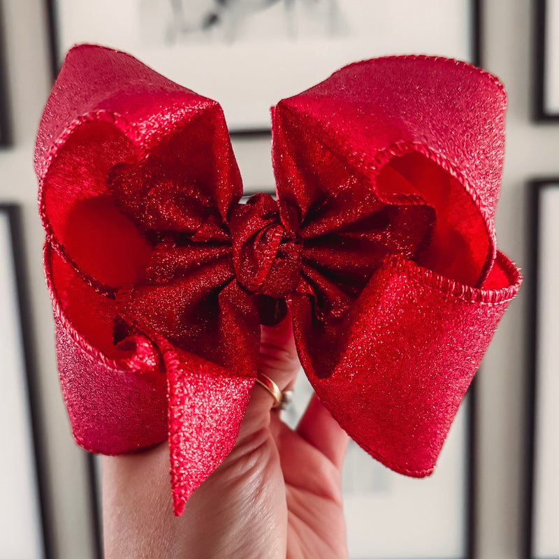 Red Glitter Grosgrain Bow