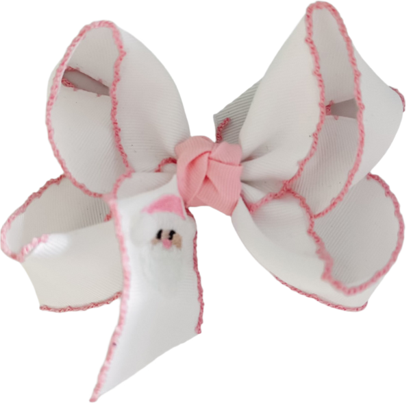 Ballerina Santa Embroidered Grosgrain Bow