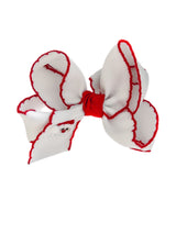 Red Santa Embroidered Grosgrain Bow