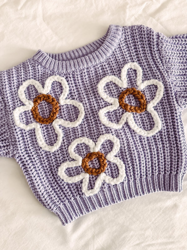 Spring Daisies Chunky Knit Sweater (3-6 mos)