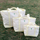 TRVL Medium Tote in Ernie Coated Canvas Natural With Buttercup Trim | Shop Bonnie Bee