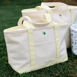 TRVL Medium Tote in Ernie Coated Canvas Natural With Buttercup Trim | Shop Bonnie Bee