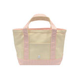 TRVL Mini Tote in Coated Canvas Natural With Gingham Taffy Trim | Shop Bonnie Bee