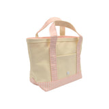 TRVL Mini Tote in Coated Canvas Natural With Gingham Taffy Trim | Shop Bonnie Bee