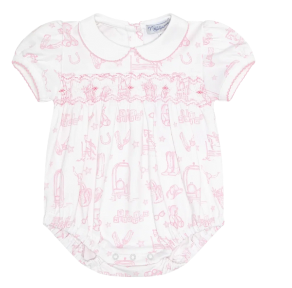 Nellapima Pink Lone Star Toile Smocked Bubble