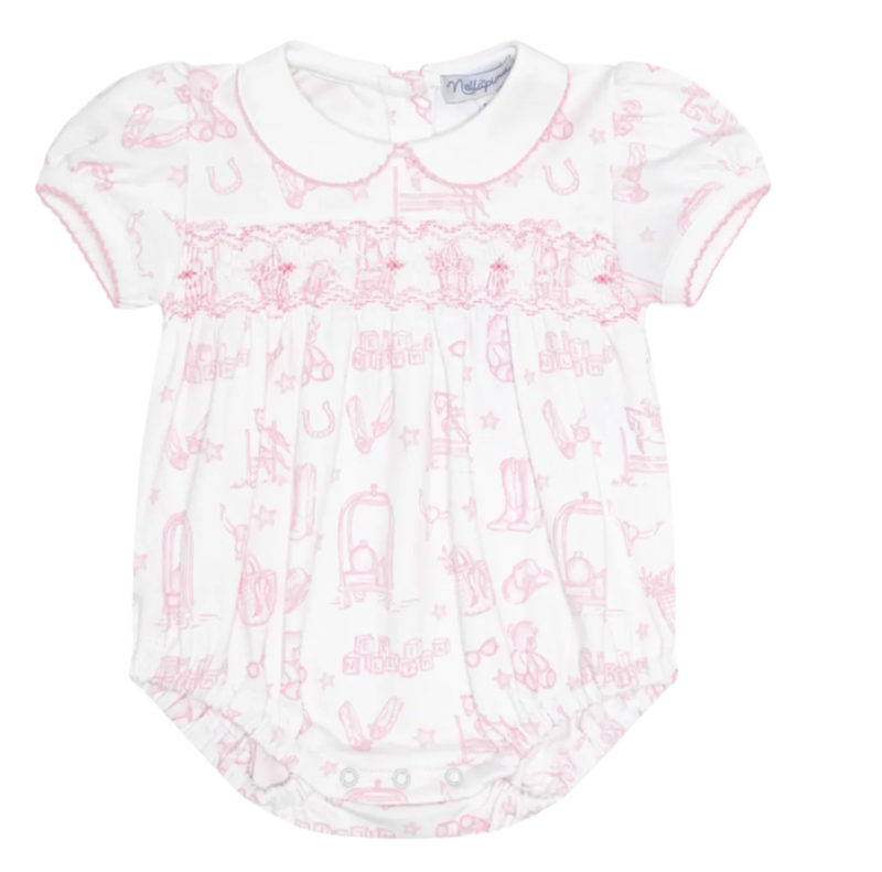 Nellapima Pink Lone Star Toile Smocked Bubble