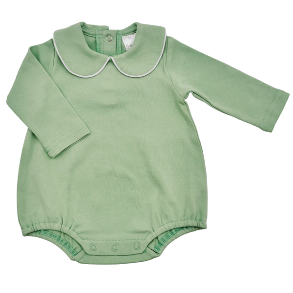 Long Sleeve Bubble Romper with piped collar