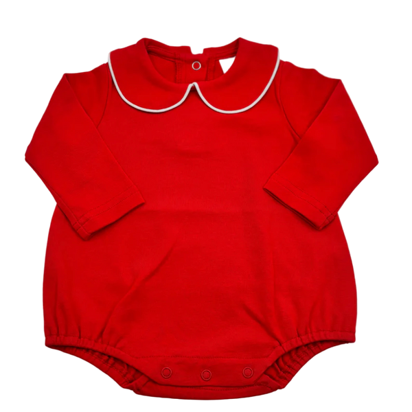 Long Sleeve Bubble Romper with piped collar
