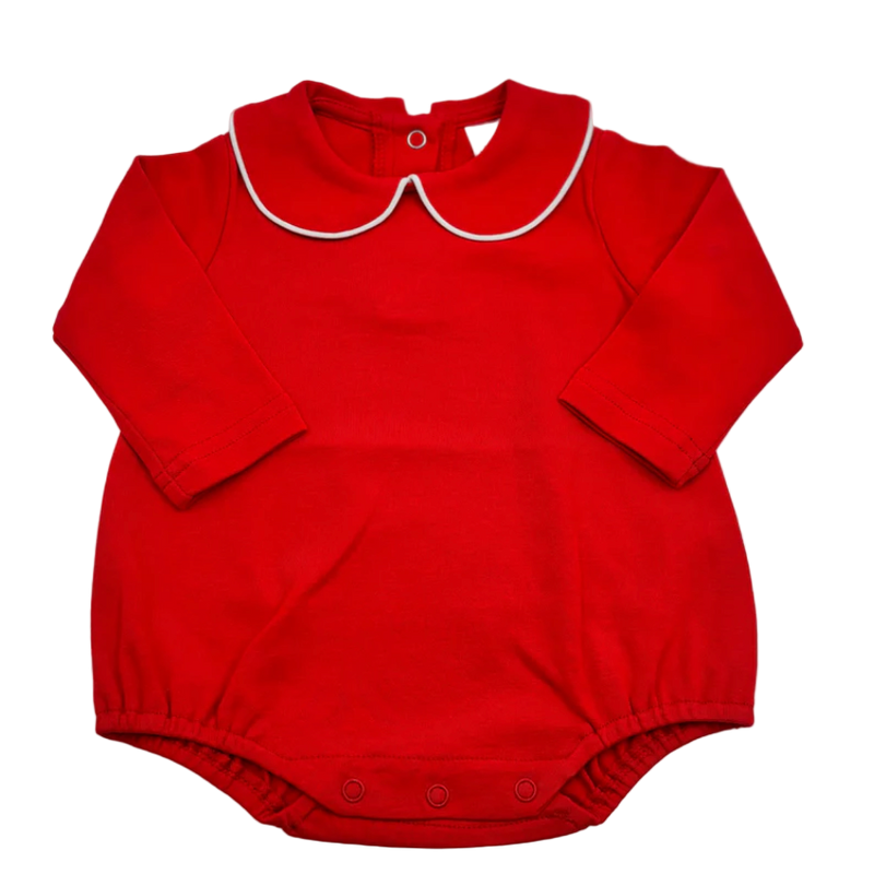 Long Sleeve Bubble Romper with piped collar