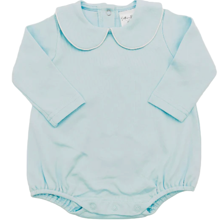 Long Sleeve Bubble Romper with piped collar