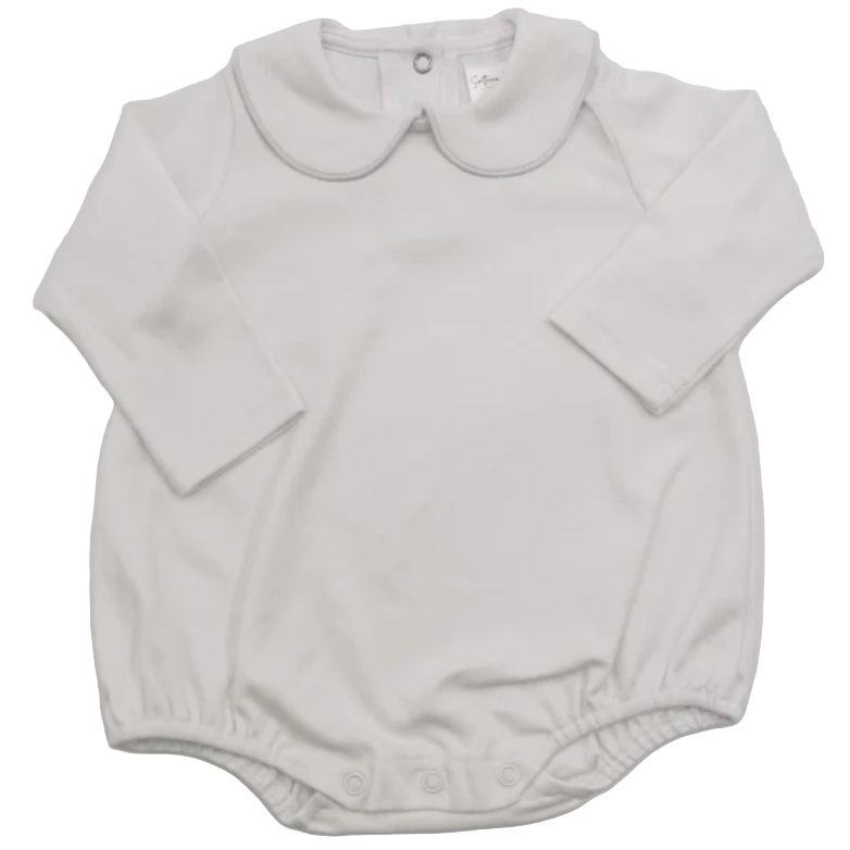 Long Sleeve Bubble Romper with piped collar