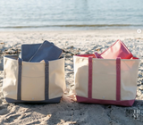 TRVL Maxi Canvas Tote in NATURAL CANVAS with RED Gingham Trim | Shop Bonnie Bee