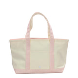TRVL Medium Tote in Coated Canvas Natural With Gingham Taffy Trim | Shop Bonnie Bee